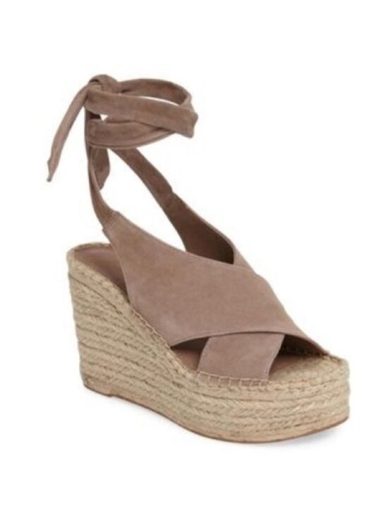 Marc Fisher Shoes - Marc Fisher Andira Pink Suede Wedge Sandals With Ankle Ties